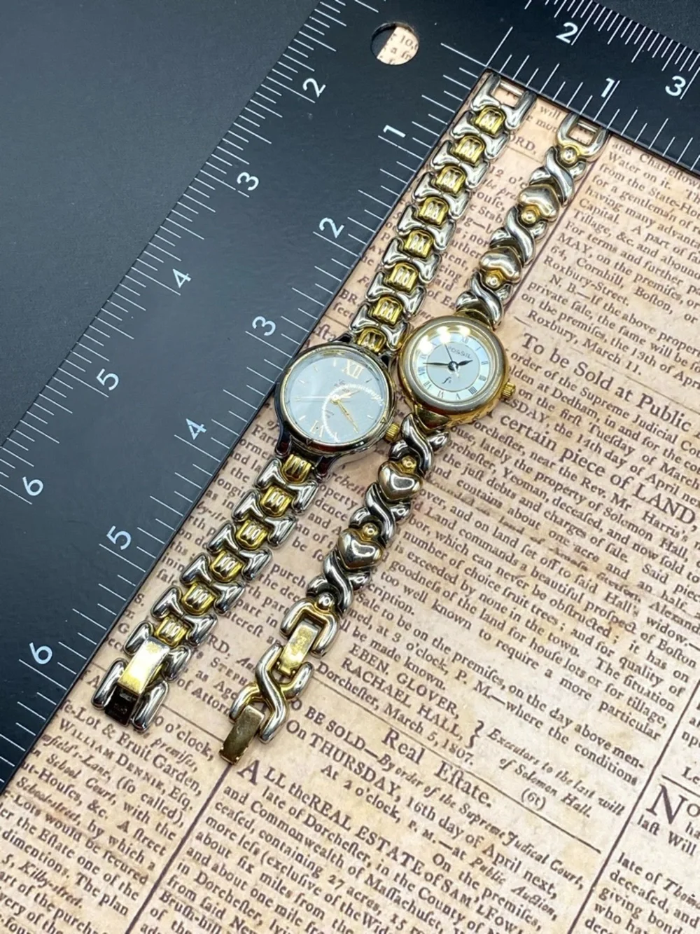 FOSSIL & TIMEX Women’s Two-Tone Gold and Silver Women's Bracelet Watches